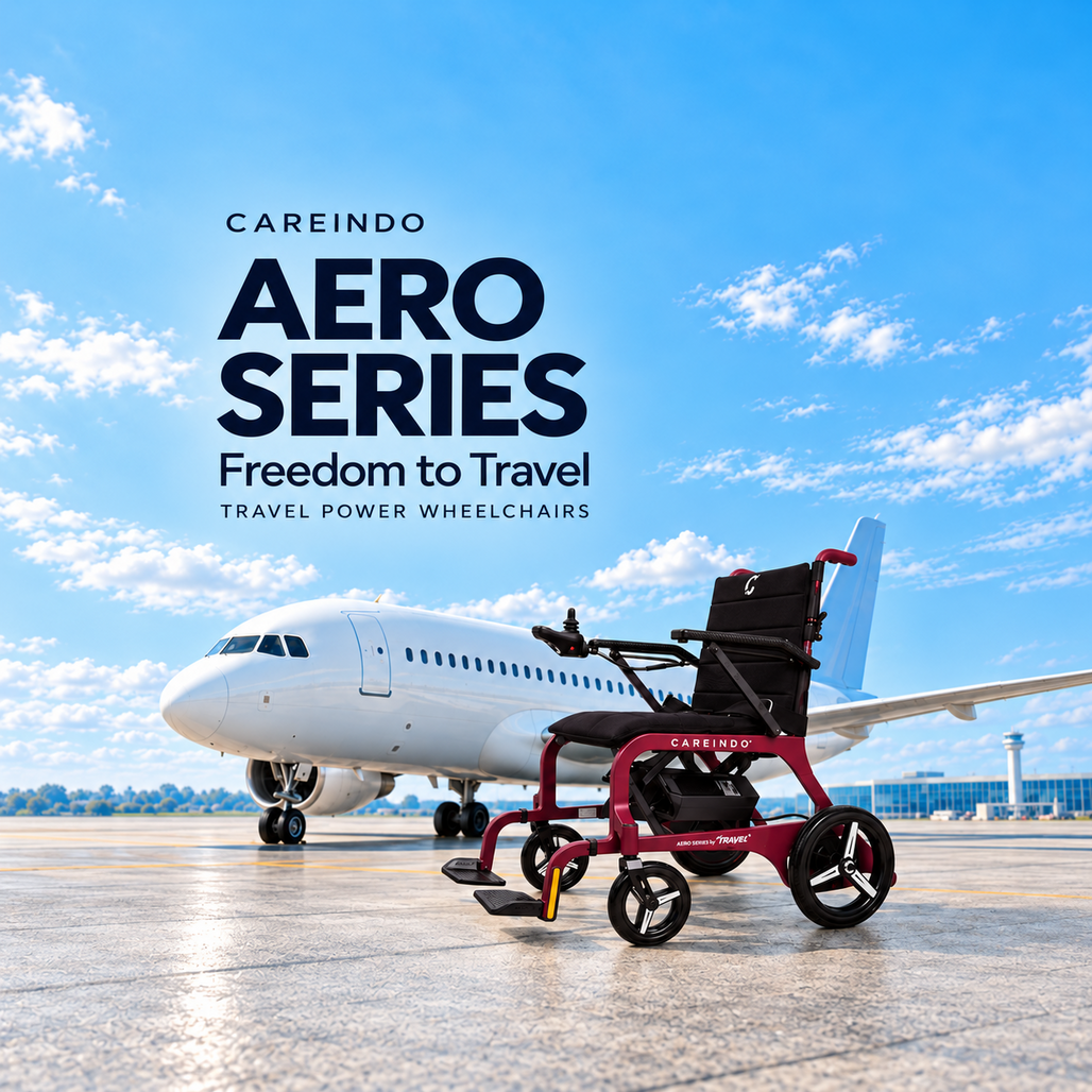 Careindo Aero Series Kursi Roda Elektrik Traveling Ringan