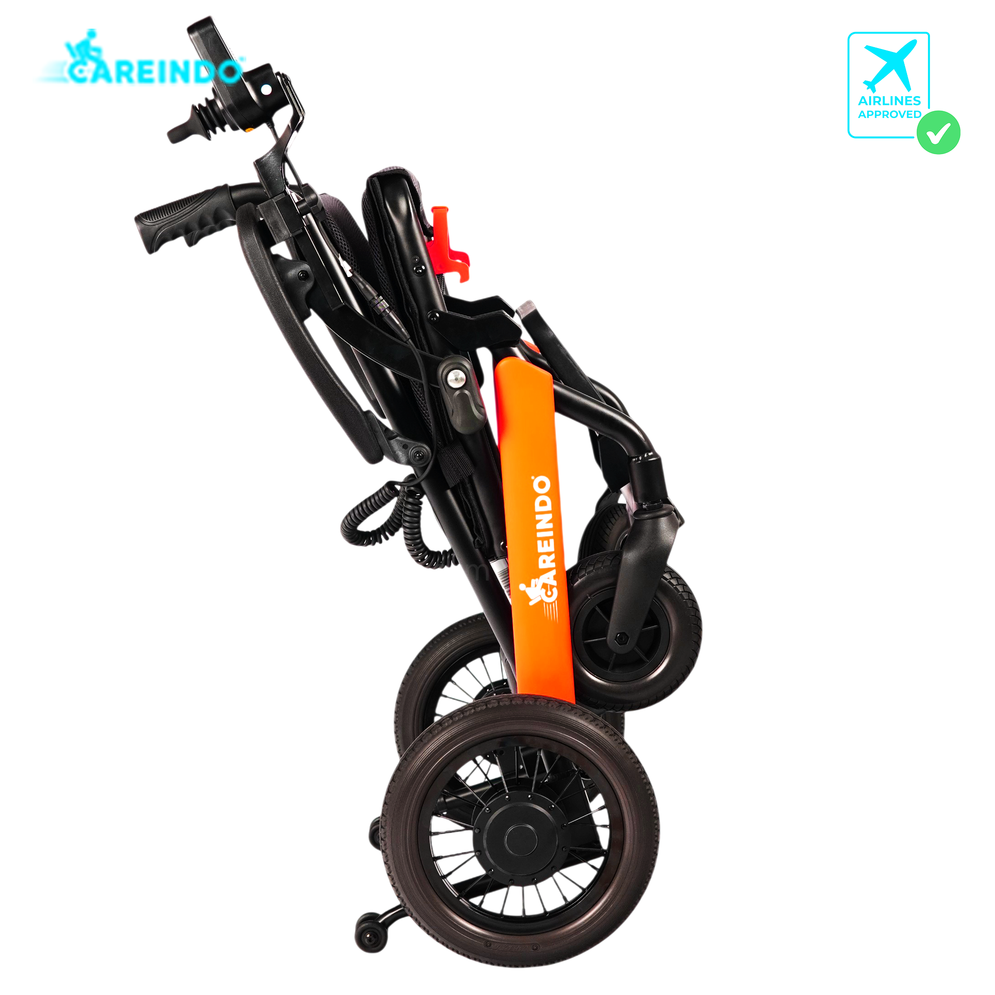Kursi Roda Elektrik Travelling Careindo N5521 Semi Carbon Orange