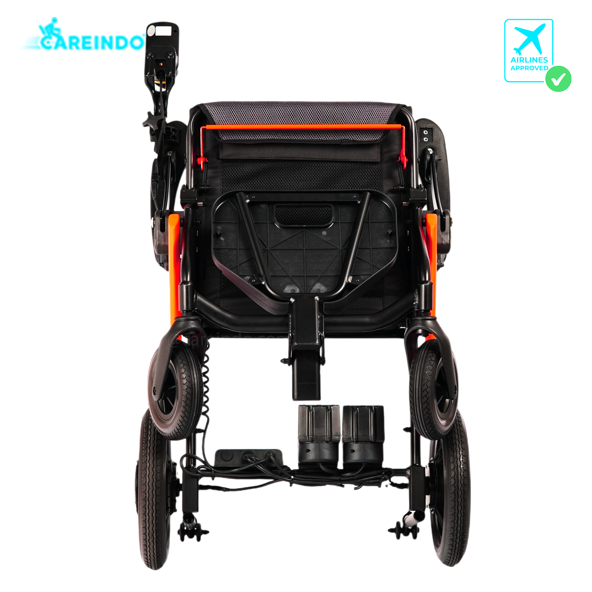 Kursi Roda Elektrik Travelling Careindo N5521 Semi Carbon Orange