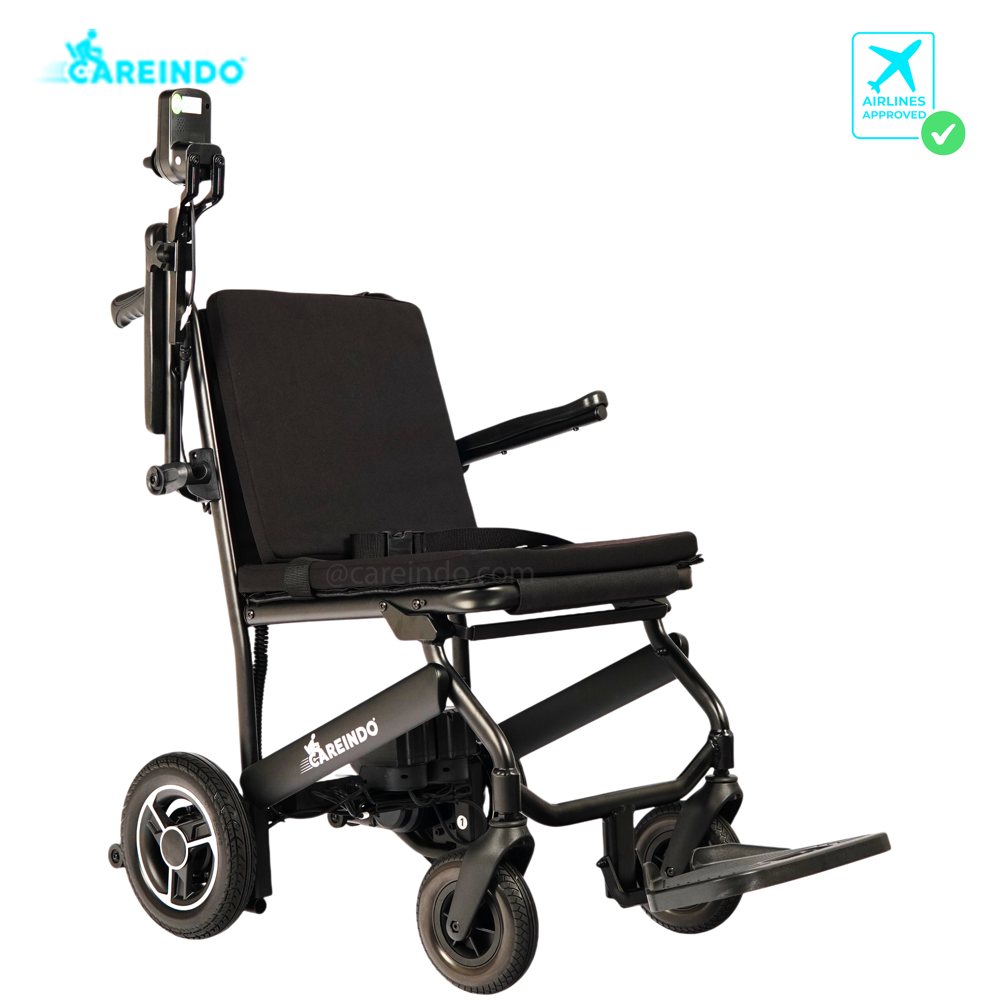 Kursi Roda Elektrik Traveling Careindo N5521 Semi Carbon Black