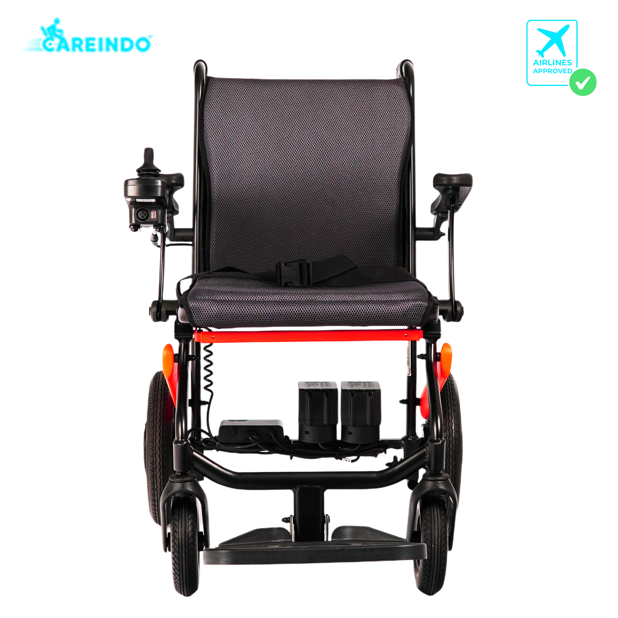 Kursi Roda Elektrik Travelling Careindo N5521 Semi Carbon Orange