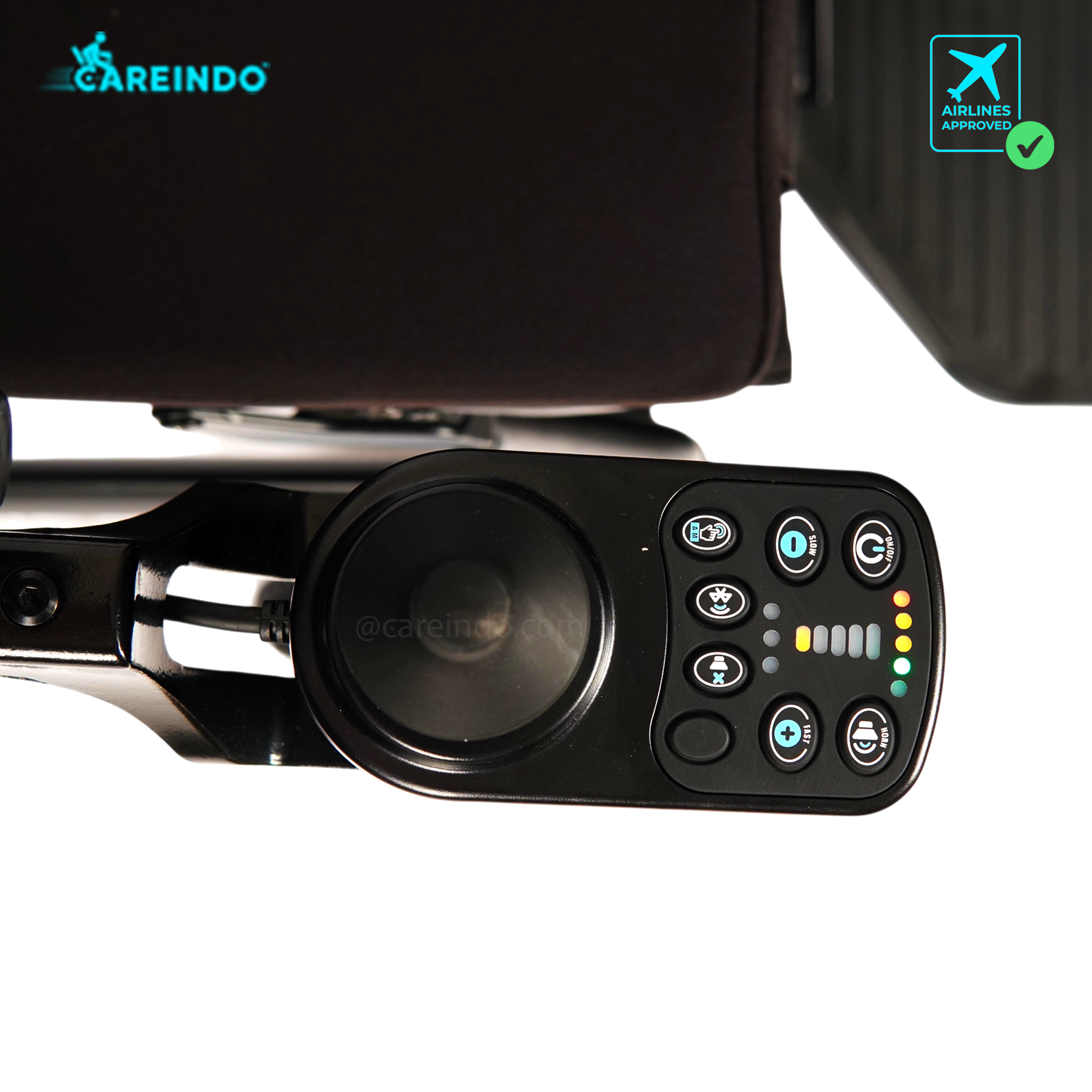 Kursi Roda Elektrik Traveling Careindo N5521 Semi Carbon Black