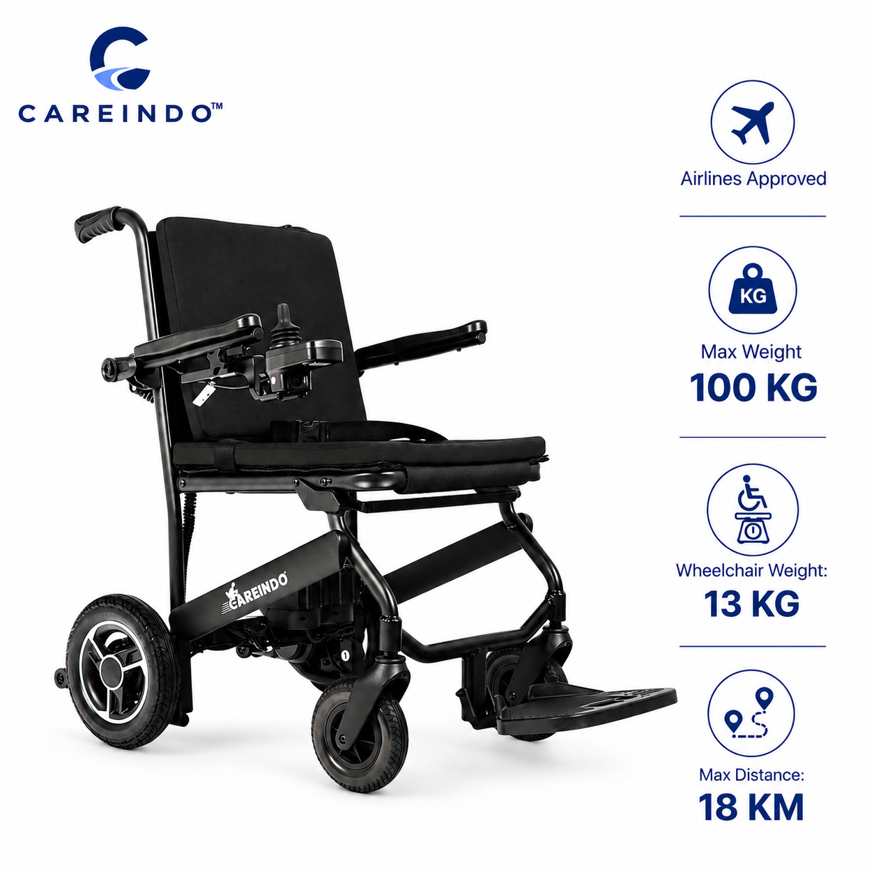 Careindo Terra Prime Lite kursi roda elektrik semi carbon fiber berat 13 kg