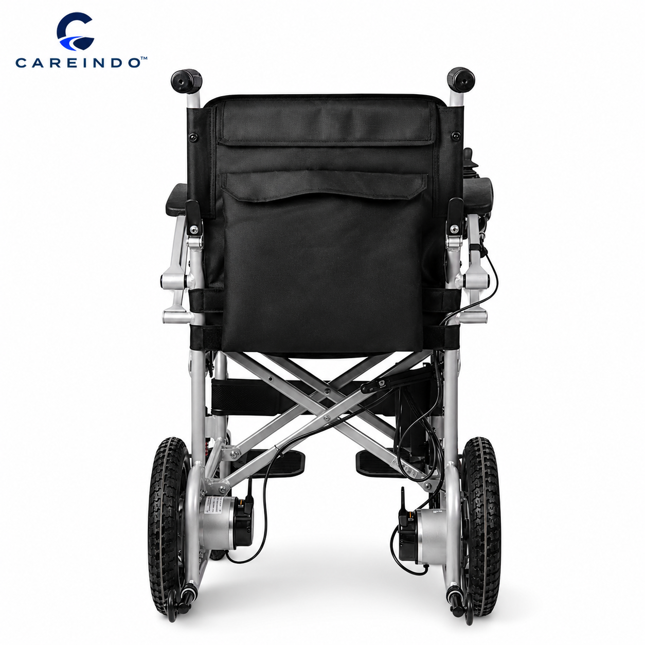 Kursi roda elektrik lipat N5519 Aluminium tampak belakang