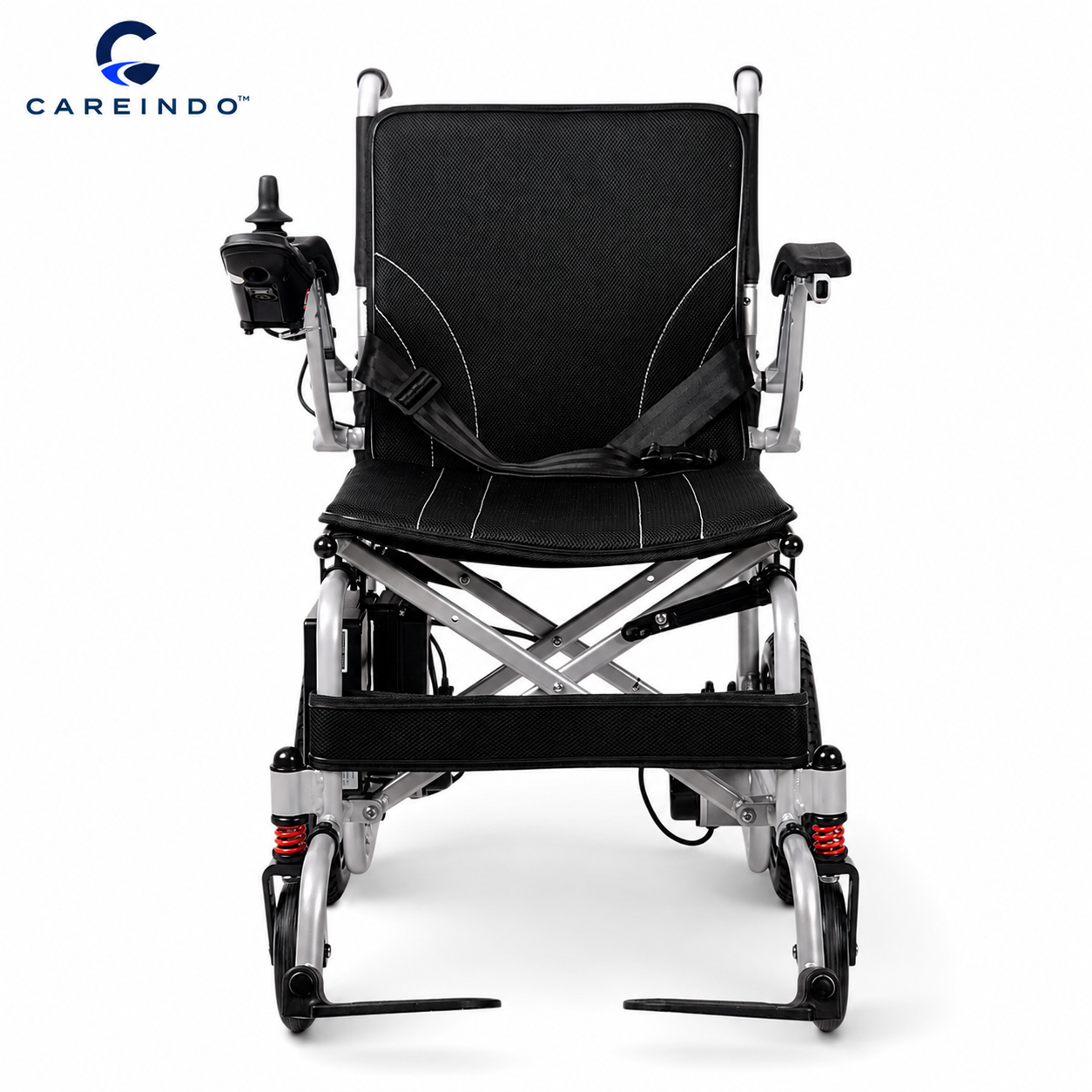 Kursi roda elektrik lipat N5519 Aluminium tampak lurus