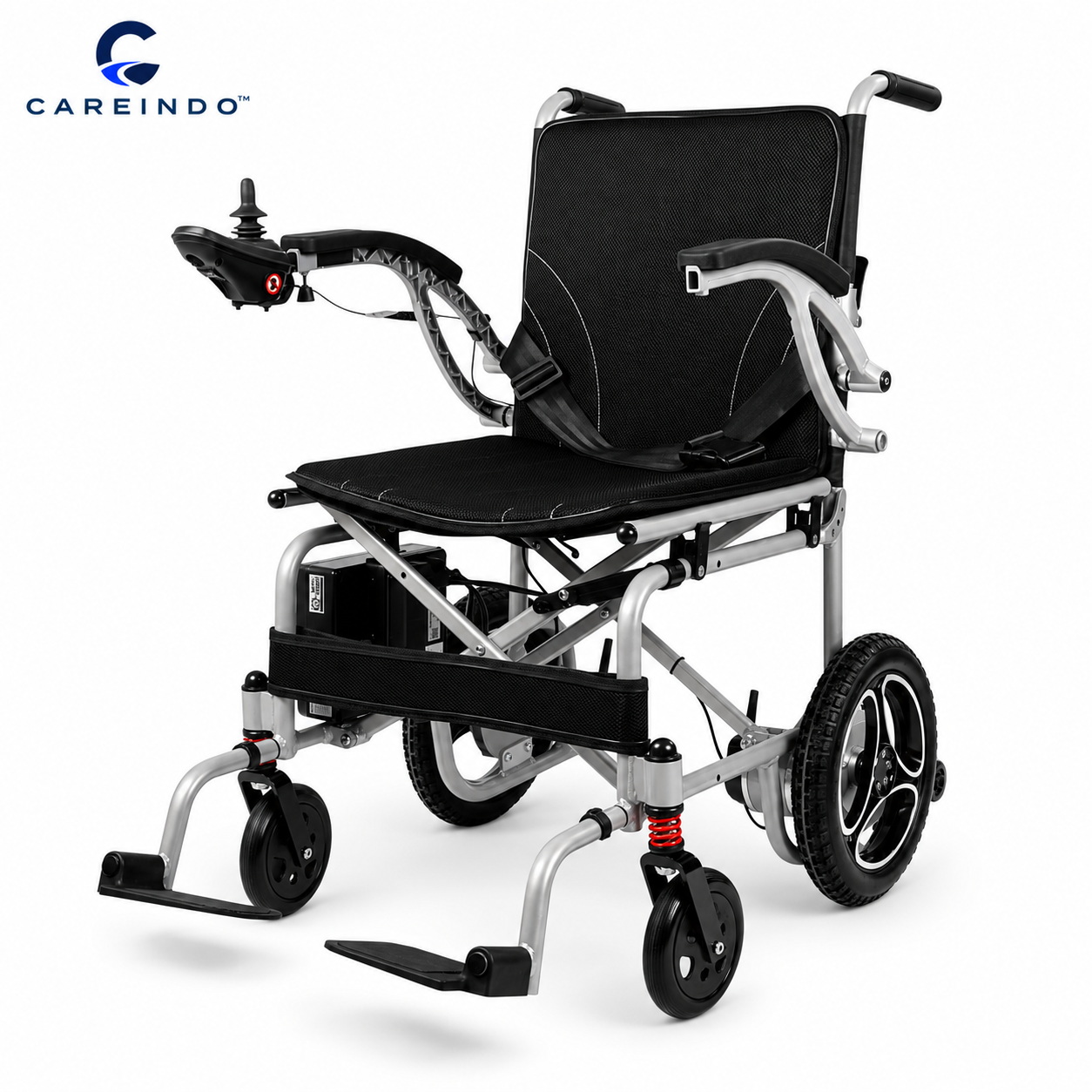 Kursi roda elektrik lipat N5519 Aluminium tampak samping kanan