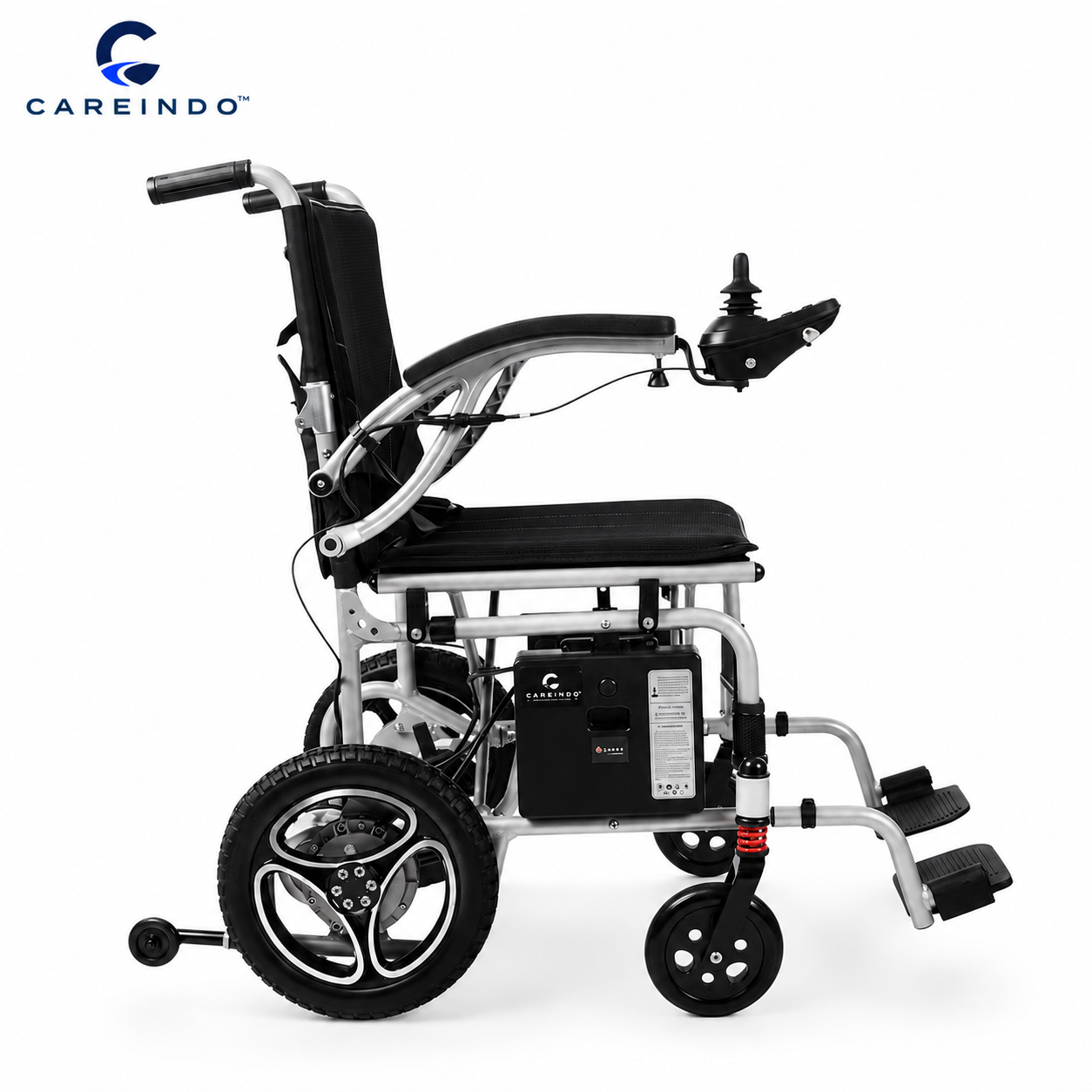 Kursi roda elektrik lipat N5519 Aluminium tampak samping kiri