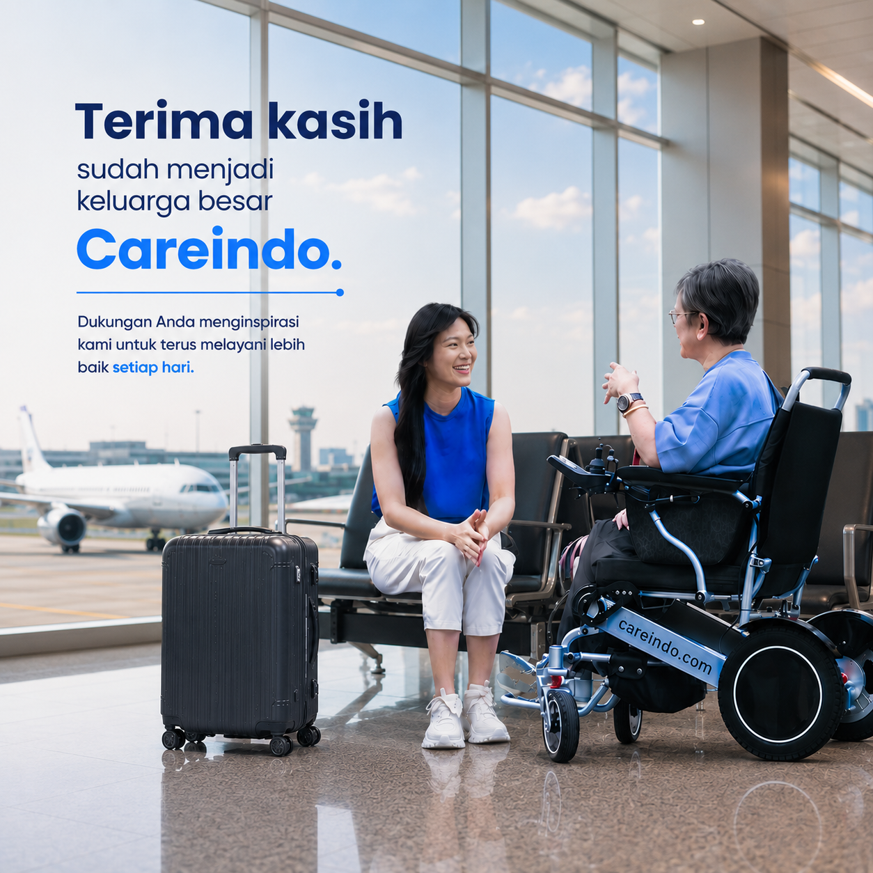 anak ibu traveling kursi roda