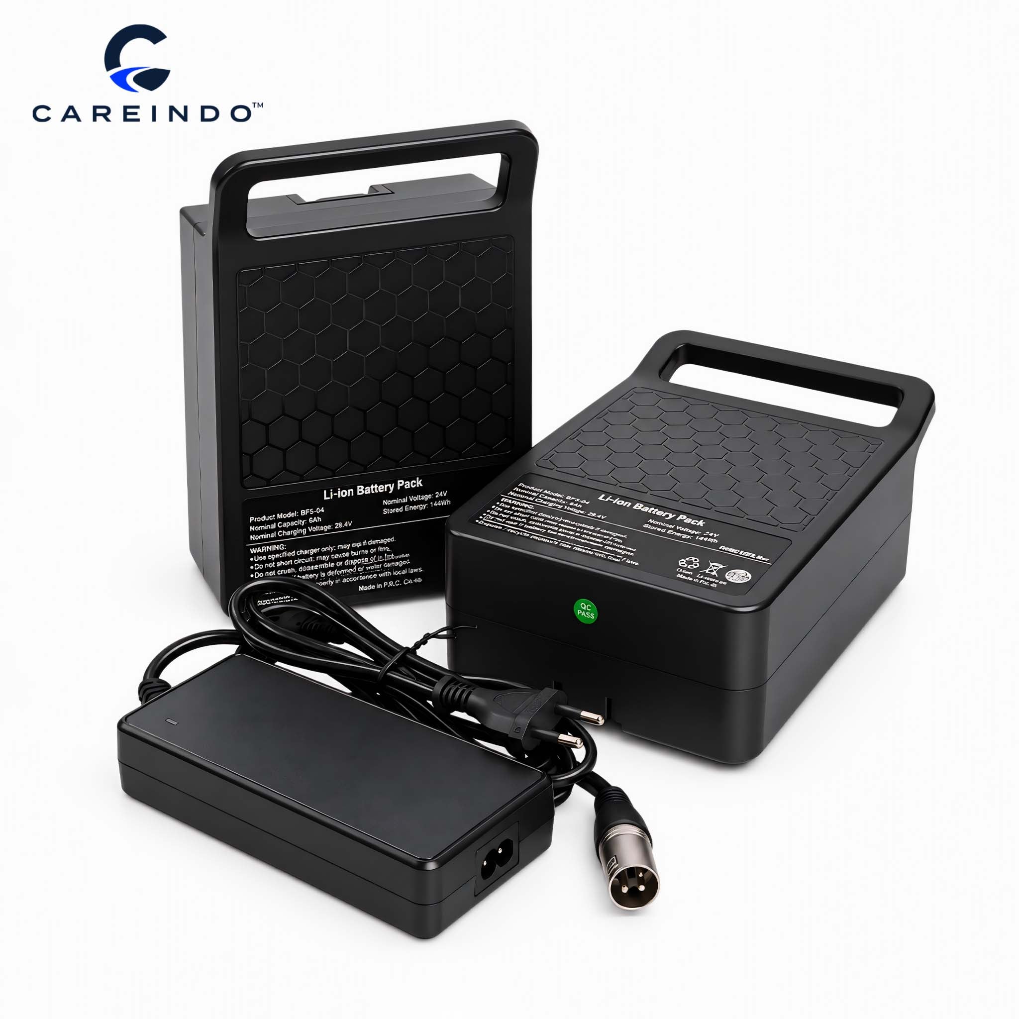 Baterai Lithium Bisa Pesawat Kursi roda elektrik ringan Careindo Terra One Ice Blue