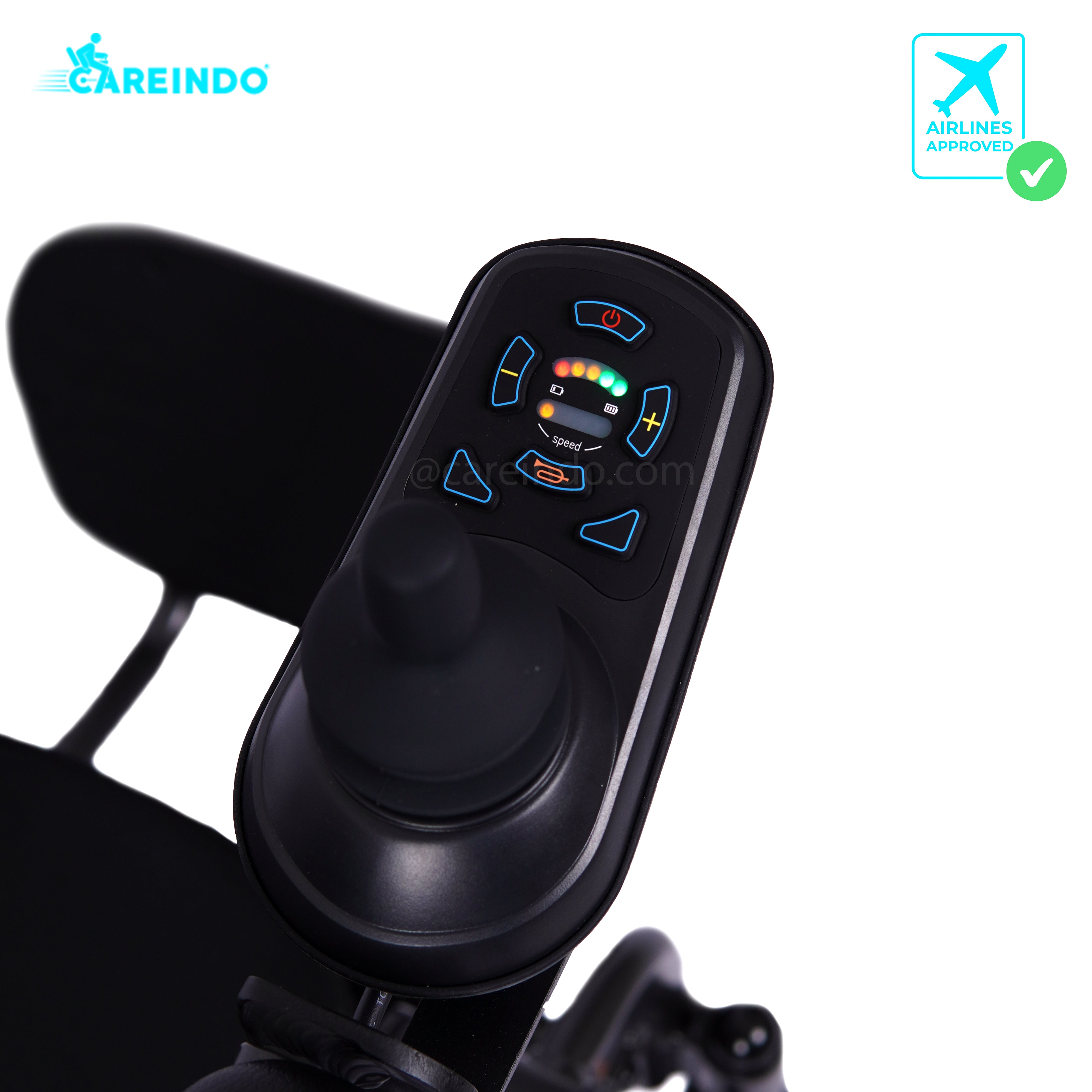 Kursi Roda Elektrik Travelling Pesawat Careindo N5516 Black Pro