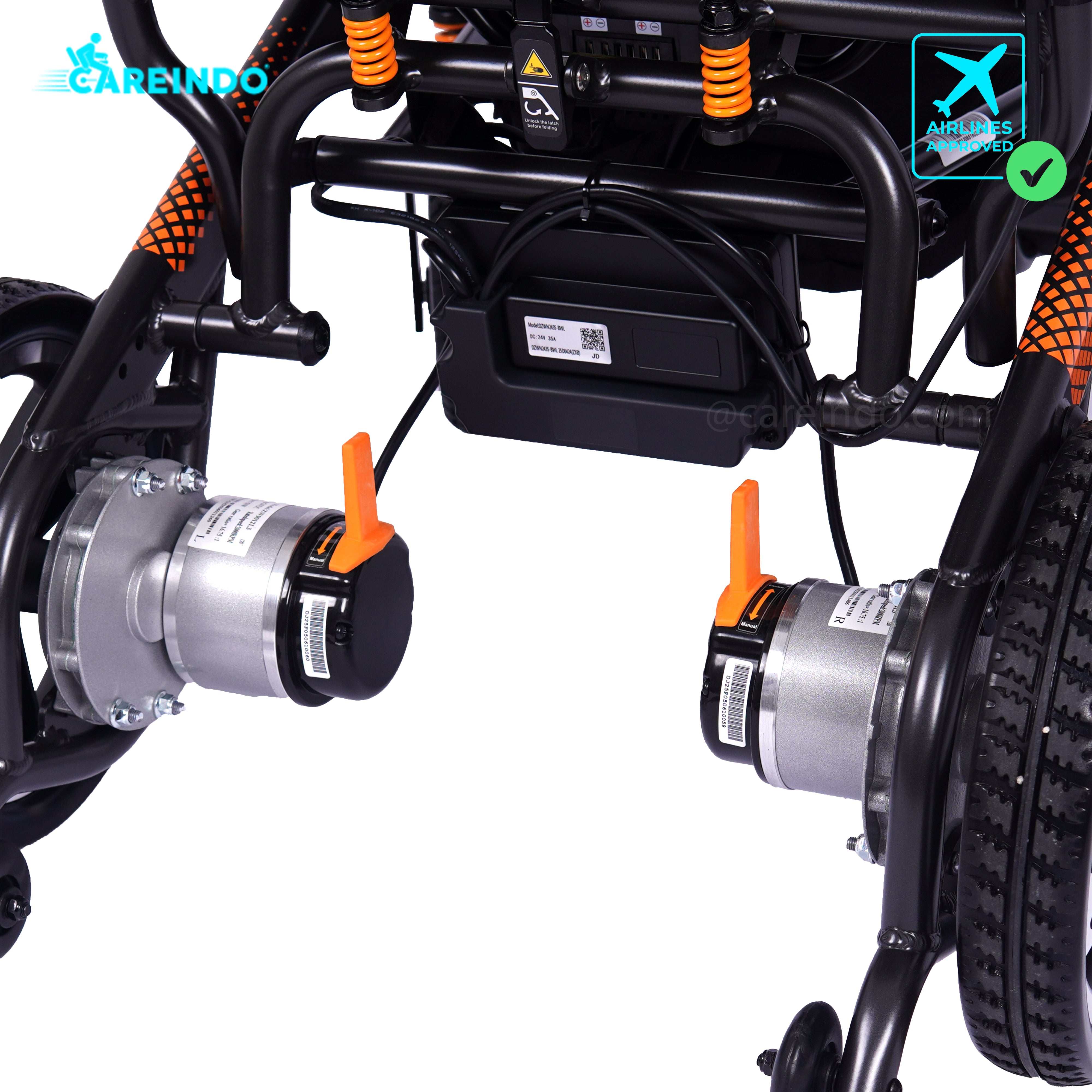 Kursi Roda Elektrik Travelling Pesawat Careindo N5516 Black Pro