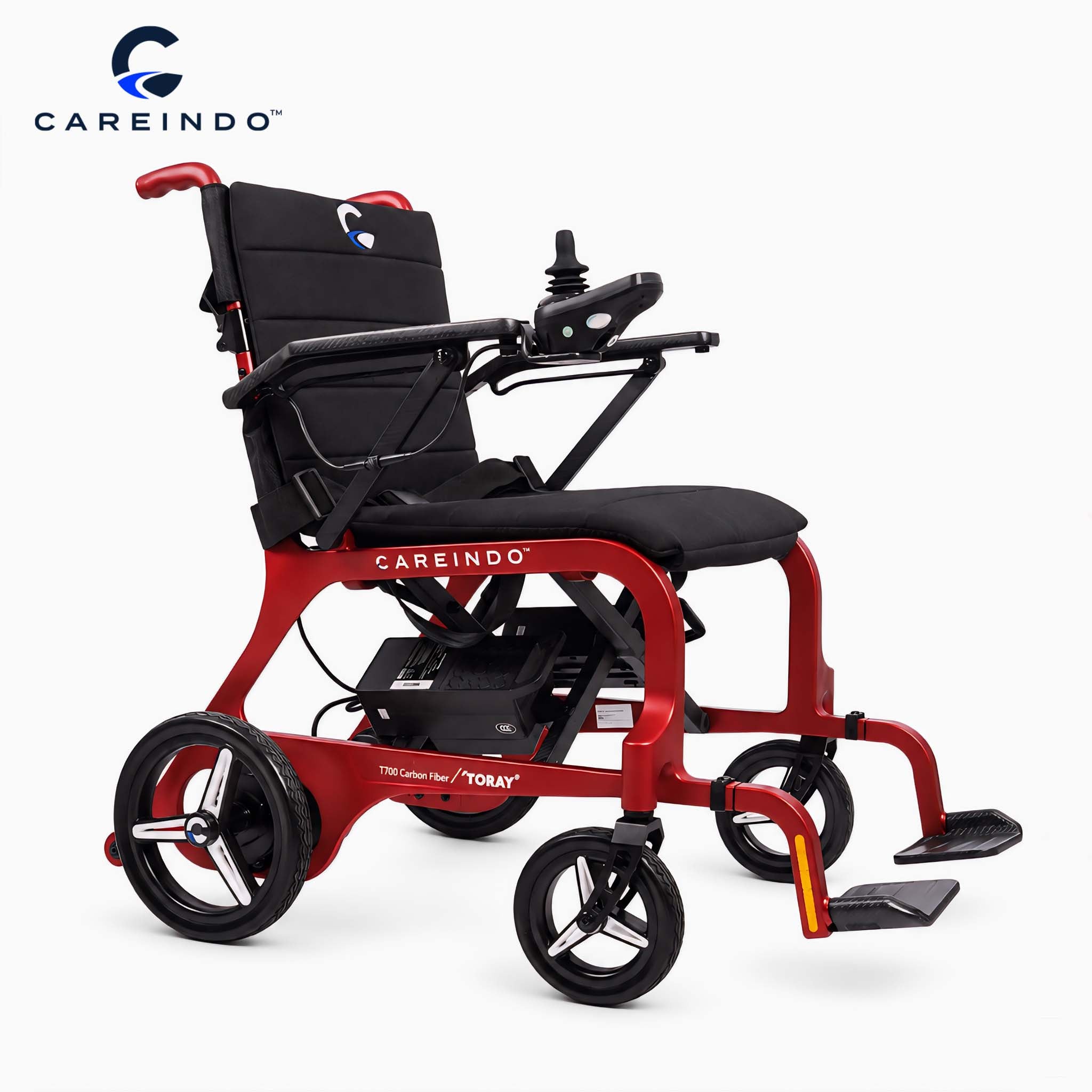 Kursi Roda Elektrik Carbon Fiber Careindo Aero Prime One Imperial Burgundy – Sangat Ringan, Bisa Dibawa Pesawat