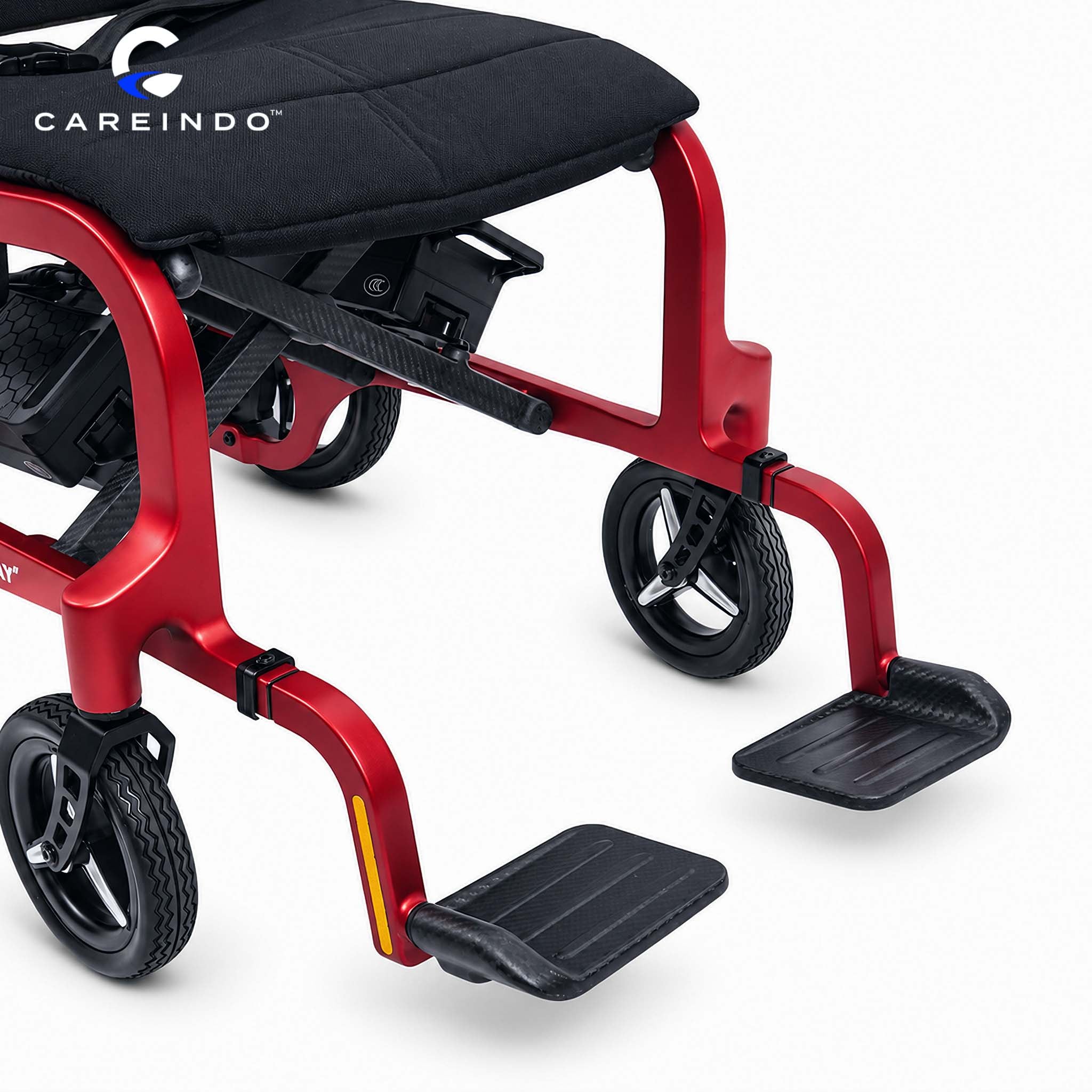 Kursi Roda Elektrik Carbon Fiber Careindo Aero Prime One Imperial Burgundy – Sangat Ringan, Bisa Dibawa Pesawat