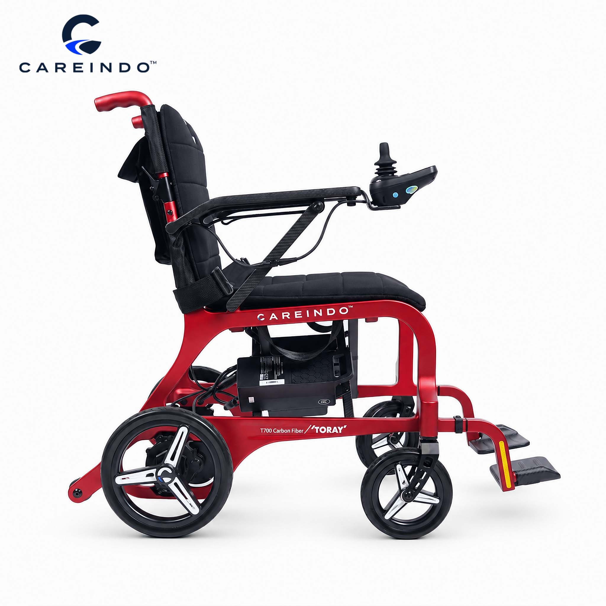 Kursi Roda Elektrik Carbon Fiber Careindo Aero Prime One Imperial Burgundy – Sangat Ringan, Bisa Dibawa Pesawat