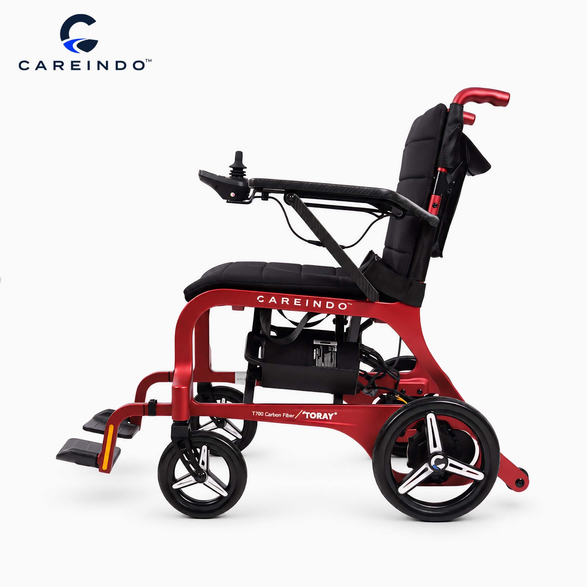 Kursi Roda Elektrik Carbon Fiber Careindo Aero Prime One Imperial Burgundy – Sangat Ringan, Bisa Dibawa Pesawat