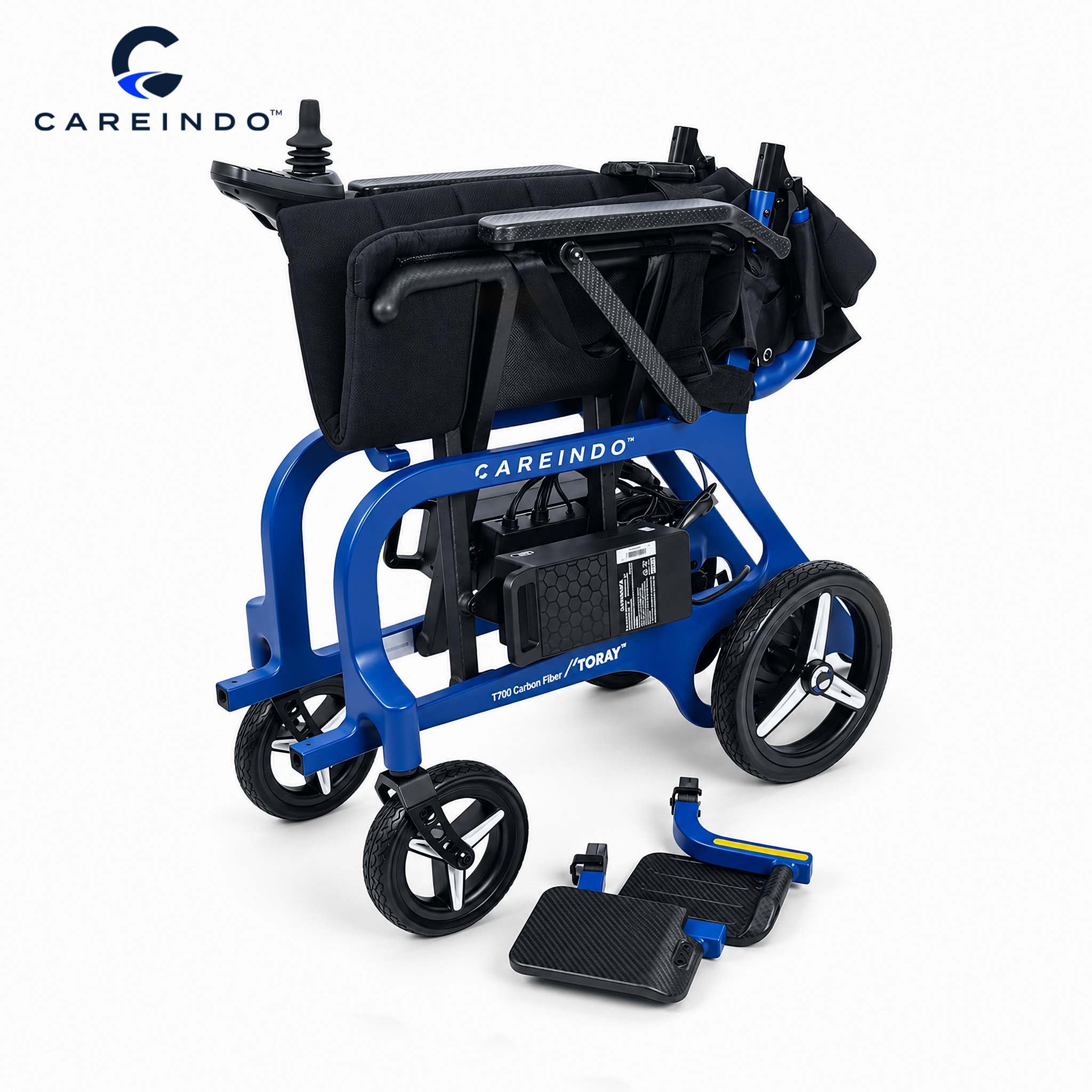 Kursi Roda Elektrik Carbon Fiber Careindo Aero Prime One Royal Blue – Sangat Ringan, Bisa Dibawa Pesawat