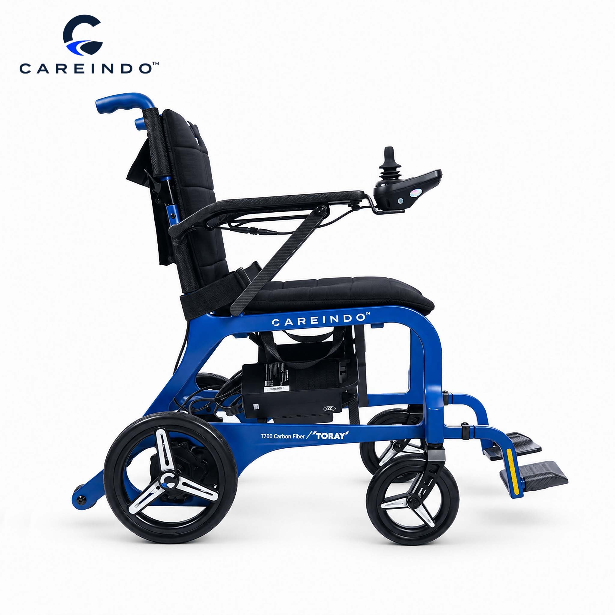 Kursi Roda Elektrik Carbon Fiber Careindo Aero Prime One Royal Blue – Sangat Ringan, Bisa Dibawa Pesawat
