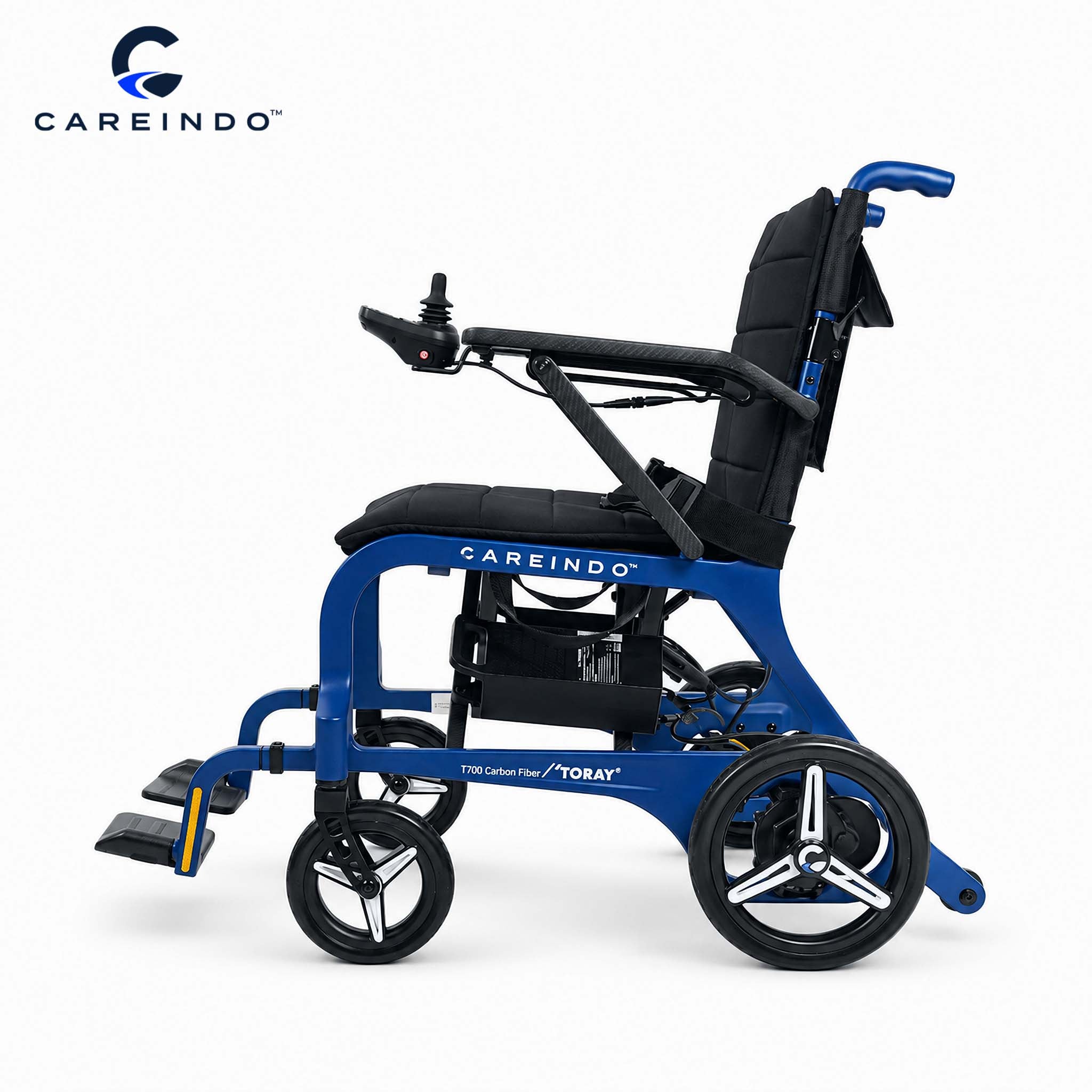 Kursi Roda Elektrik Carbon Fiber Careindo Aero Prime One Royal Blue – Sangat Ringan, Bisa Dibawa Pesawat