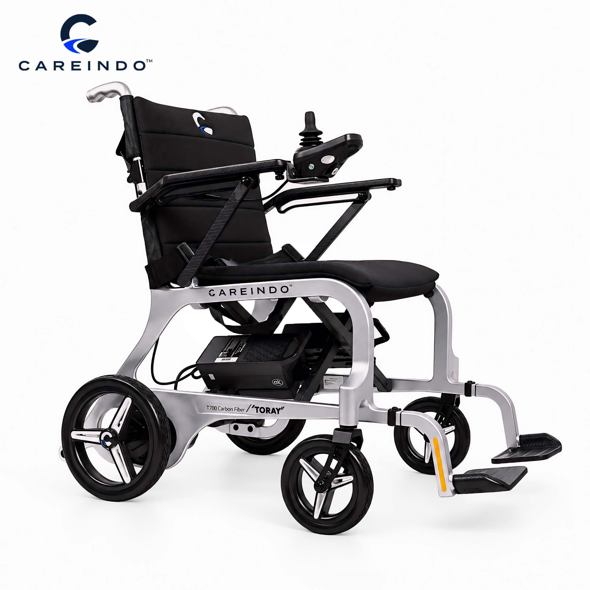 Kursi Roda Elektrik Carbon Fiber Careindo Aero Prime One Titanium Silver – Sangat Ringan, Bisa Dibawa Pesawat