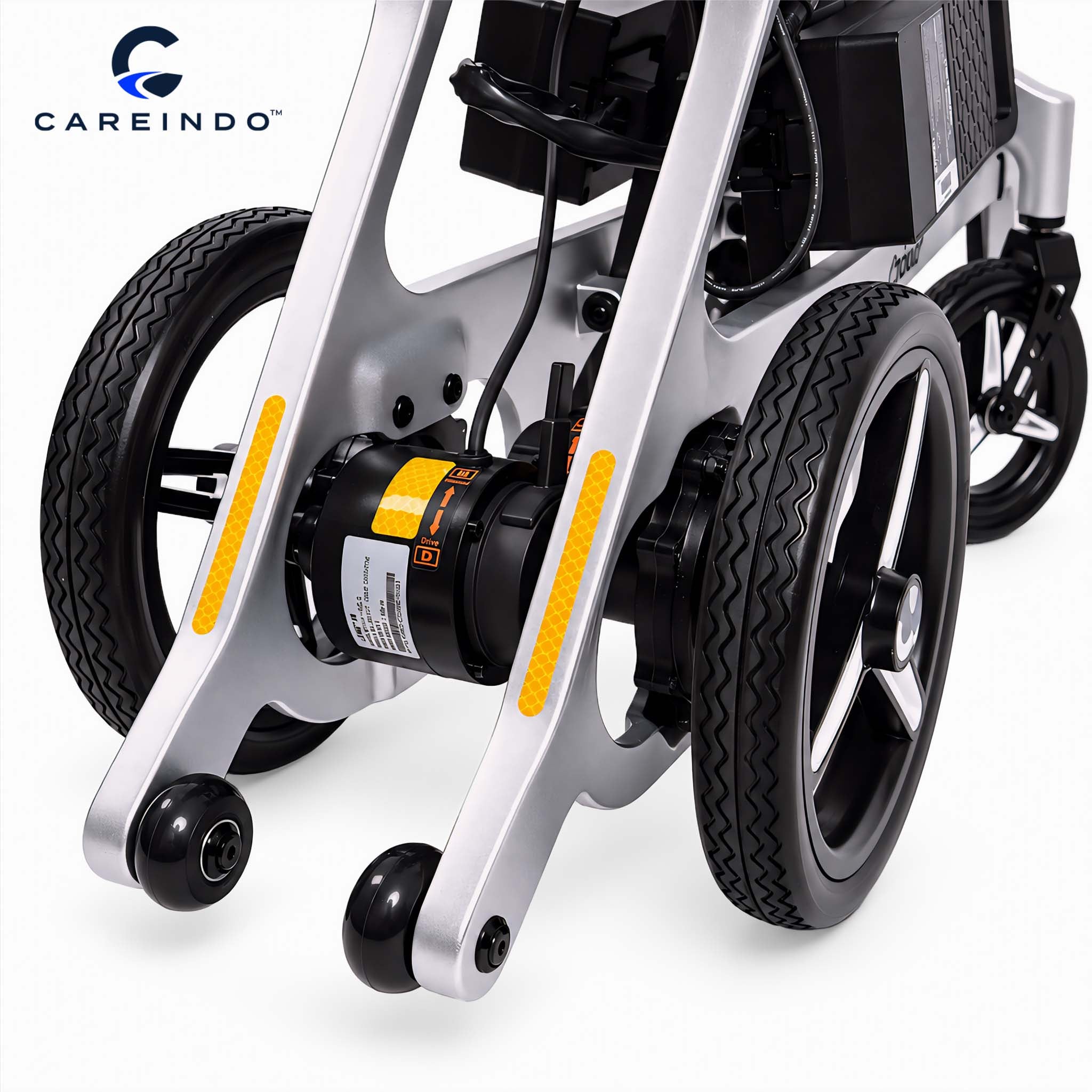 Kursi Roda Elektrik Carbon Fiber Careindo Aero Prime One Titanium Silver – Sangat Ringan, Bisa Dibawa Pesawat