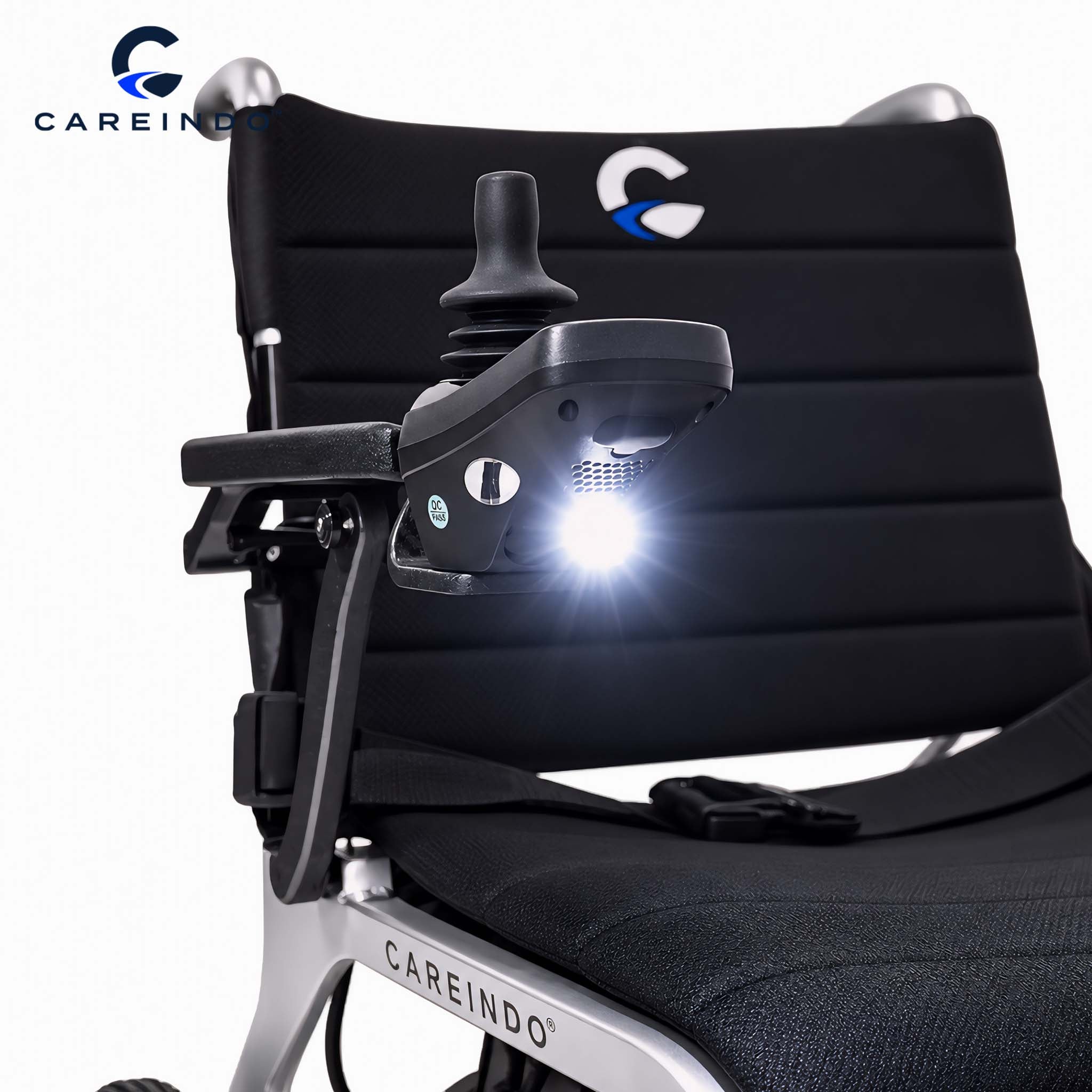 Kursi Roda Elektrik Carbon Fiber Careindo Aero Prime One Titanium Silver – Sangat Ringan, Bisa Dibawa Pesawat