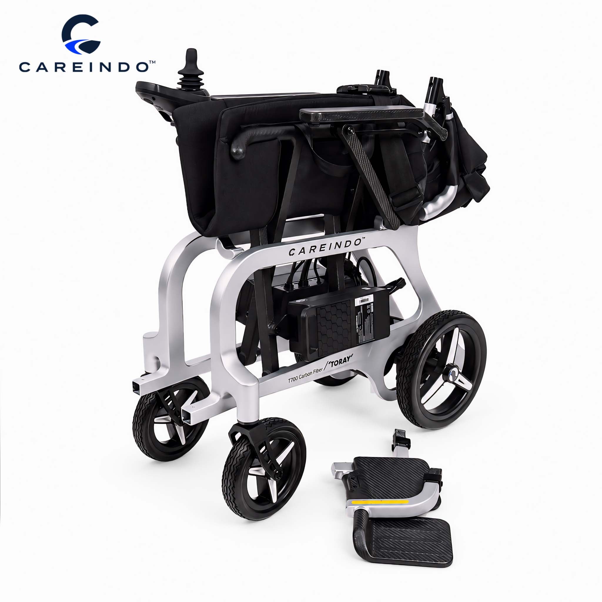 Kursi Roda Elektrik Carbon Fiber Careindo Aero Prime One Titanium Silver – Sangat Ringan, Bisa Dibawa Pesawat