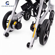 Kursi Roda Elektrik Carbon Fiber Careindo Aero Prime One Titanium Silver – Sangat Ringan, Bisa Dibawa Pesawat