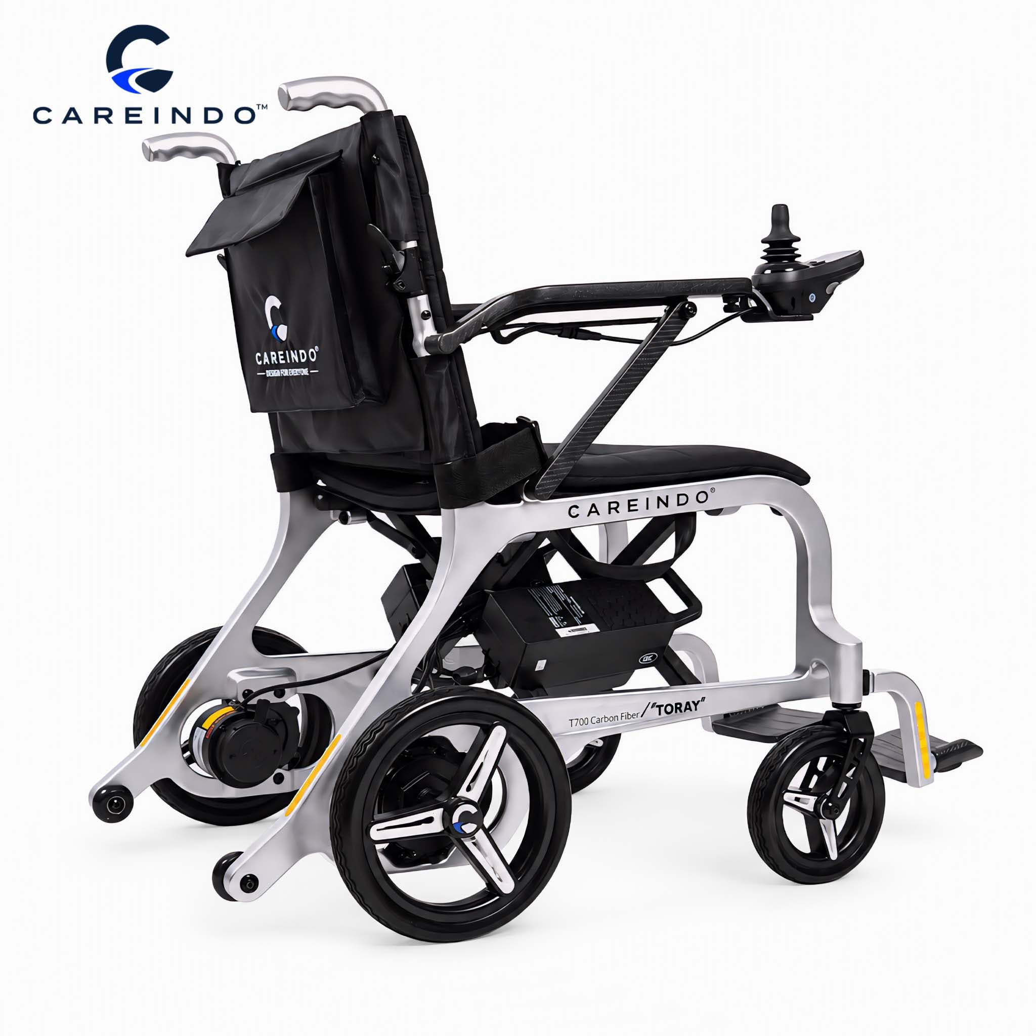 Kursi Roda Elektrik Carbon Fiber Careindo Aero Prime One Titanium Silver – Sangat Ringan, Bisa Dibawa Pesawat