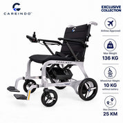 Kursi Roda Elektrik Carbon Fiber Careindo Aero Prime One Titanium Silver – Sangat Ringan, Bisa Dibawa Pesawat