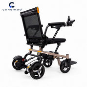 Kursi Roda Elektrik Magnesium Careindo Terra Mag One Champagne Gold – Sangat Ringan, Ringkas, All Terrain, Outdoor, Indoor, Bisa Dibawa Pesawat