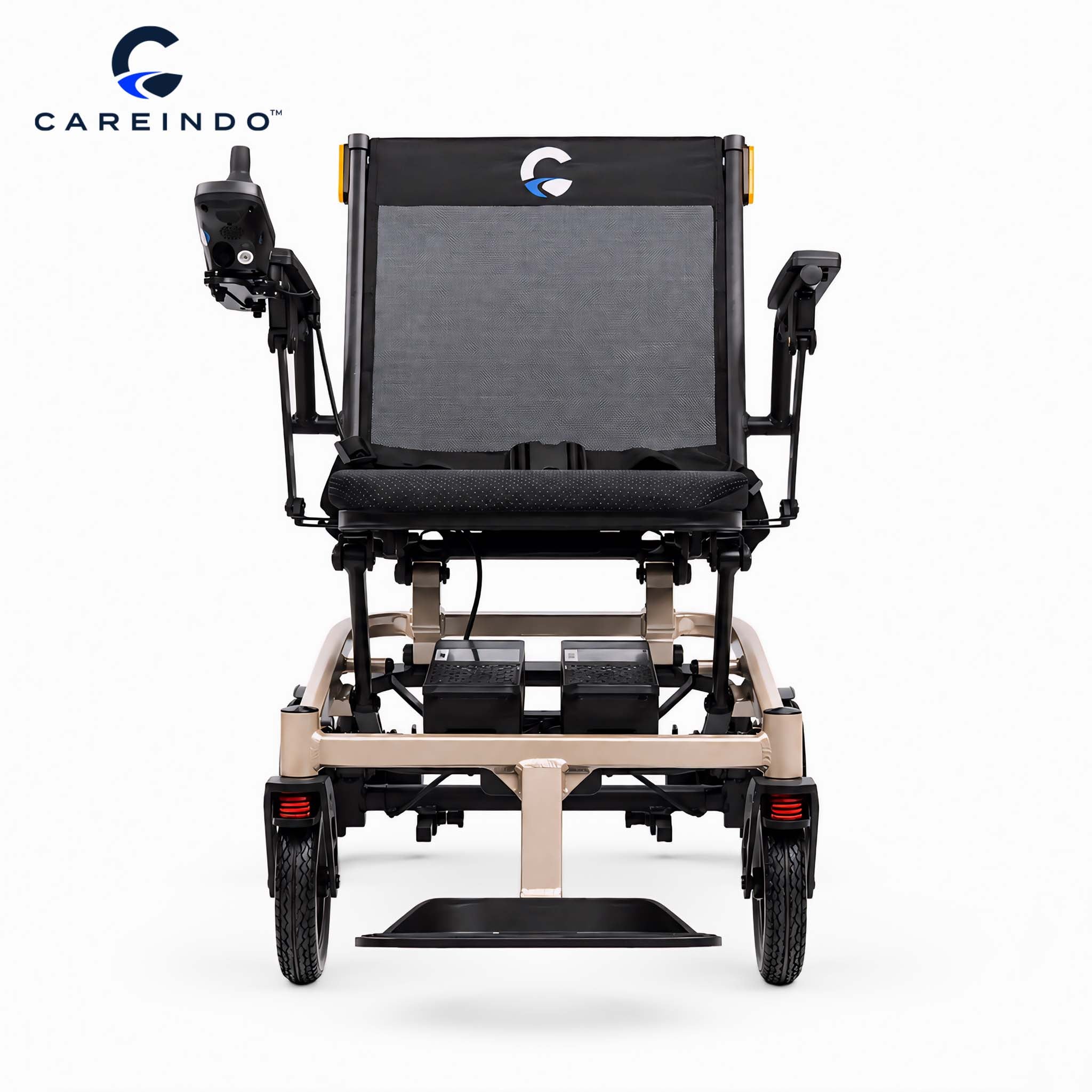 Kursi Roda Elektrik Magnesium Careindo Terra Mag One Champagne Gold – Sangat Ringan, Ringkas, All Terrain, Outdoor, Indoor, Bisa Dibawa Pesawat