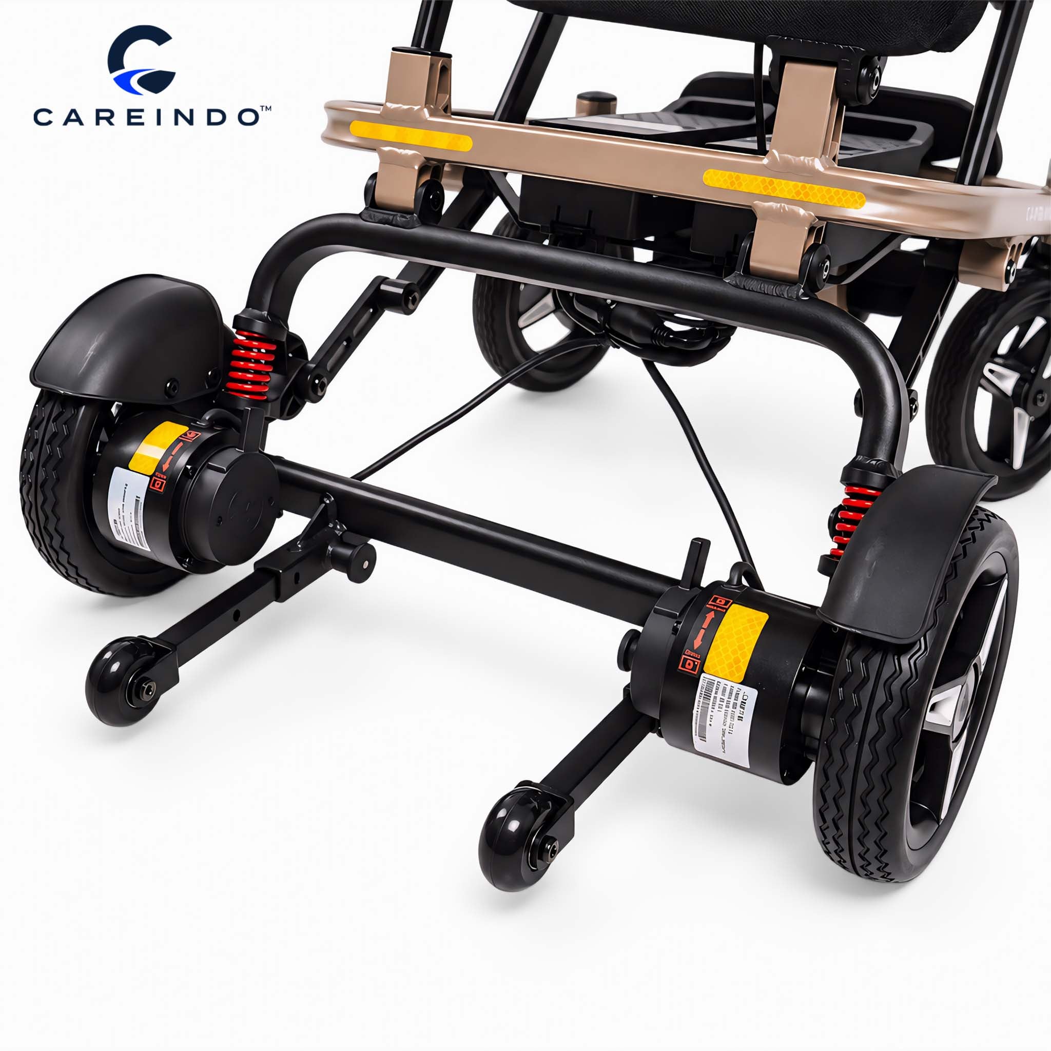 Kursi Roda Elektrik Magnesium Careindo Terra Mag One Champagne Gold – Sangat Ringan, Ringkas, All Terrain, Outdoor, Indoor, Bisa Dibawa Pesawat