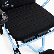 Kursi roda elektrik ringan Careindo Terra One Ice Blue Jok Empuk