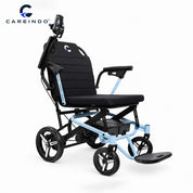 Kursi roda elektrik ringan Careindo Terra One Ice Blue Tangan Bisa Buka