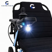 Kursi roda elektrik ringan Careindo Terra One Ice Blue Senter