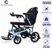 Kursi Roda Elektrik Traveling Pesawat Careindo Terra One Ice Blue