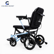 Kursi roda elektrik ringan Careindo Terra One Ice Blue Tampak Sisi Samping