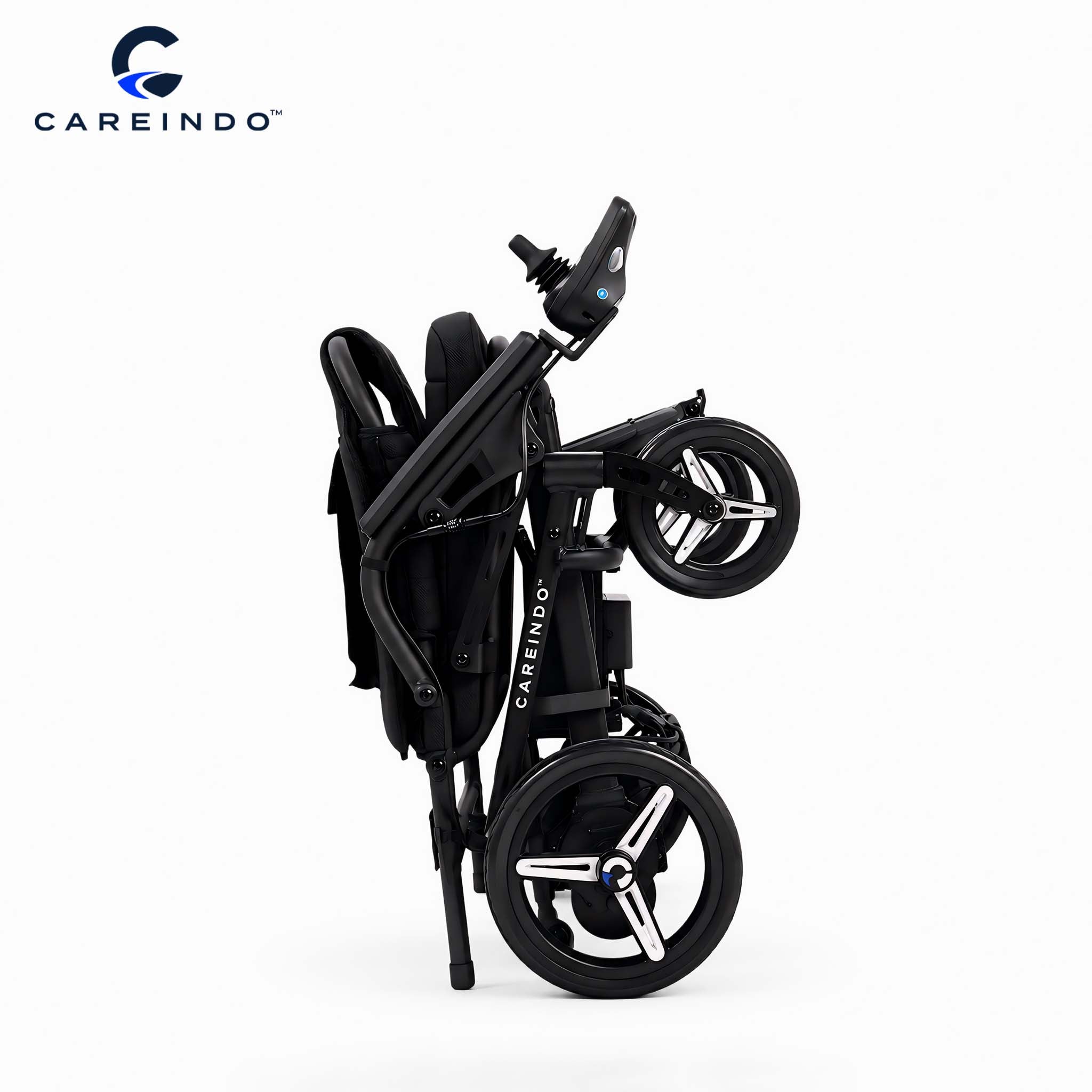 Kursi Roda Elektrik Aluminium Careindo Terra One Obsidian Black – Sangat Ringan, Lipat, All Terrain, Outdoor, Indoor, Bisa Dibawa Pesawat