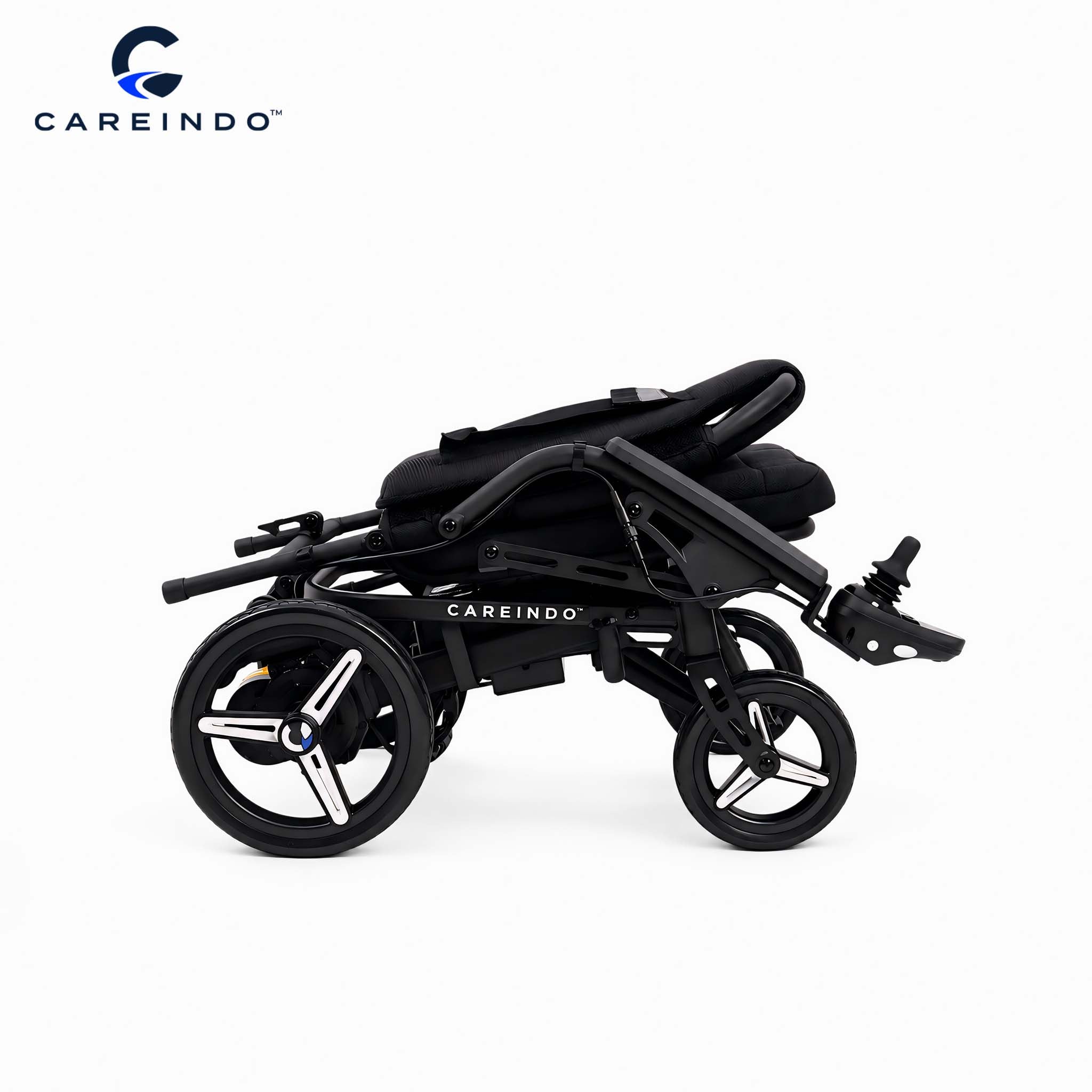 Kursi Roda Elektrik Aluminium Careindo Terra One Obsidian Black – Sangat Ringan, Lipat, All Terrain, Outdoor, Indoor, Bisa Dibawa Pesawat