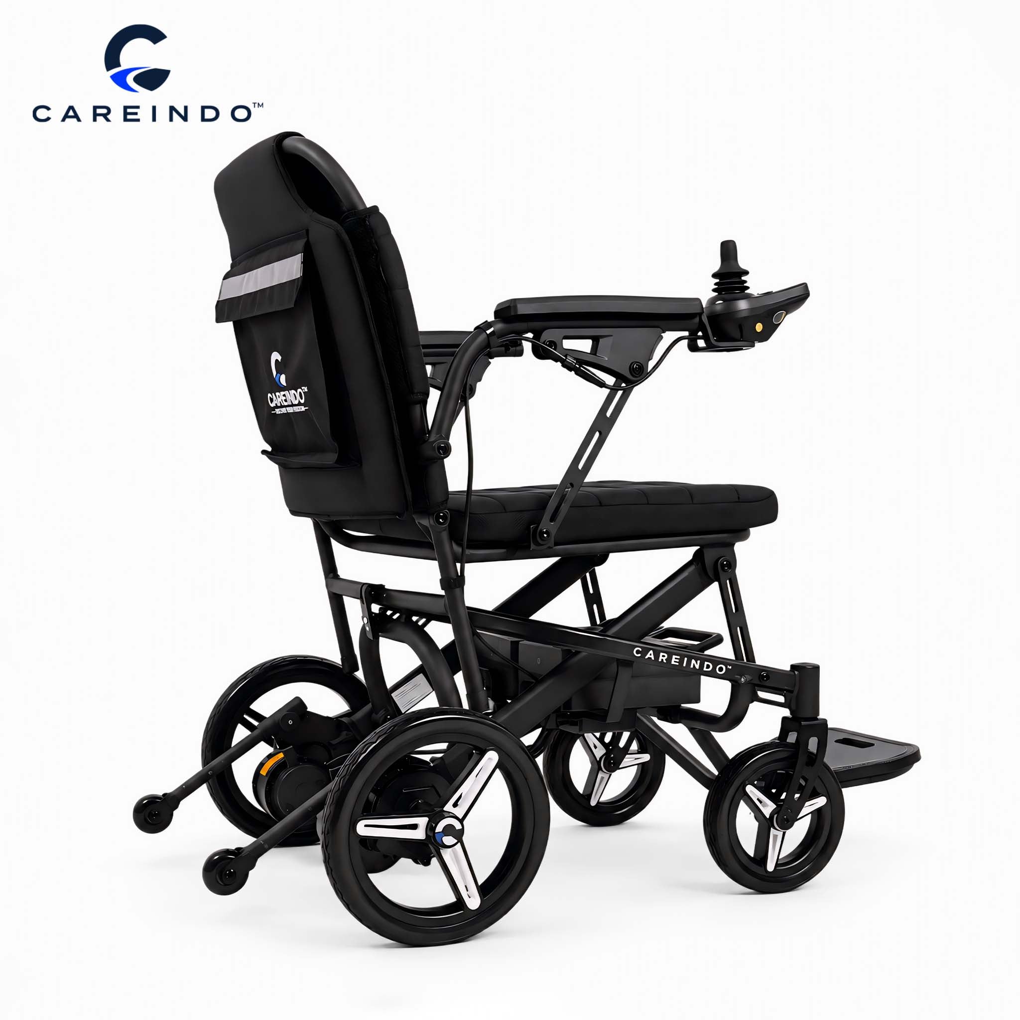Kursi Roda Elektrik Aluminium Careindo Terra One Obsidian Black – Sangat Ringan, Lipat, All Terrain, Outdoor, Indoor, Bisa Dibawa Pesawat